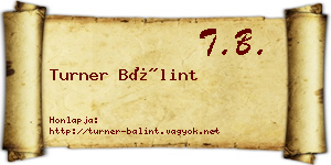 Turner Bálint névjegykártya