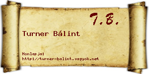 Turner Bálint névjegykártya